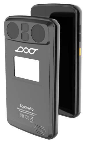 Vorder- und Rückseite des Scoobe3D High-Precision Industrie 3D Scanner mobile Ansicht
